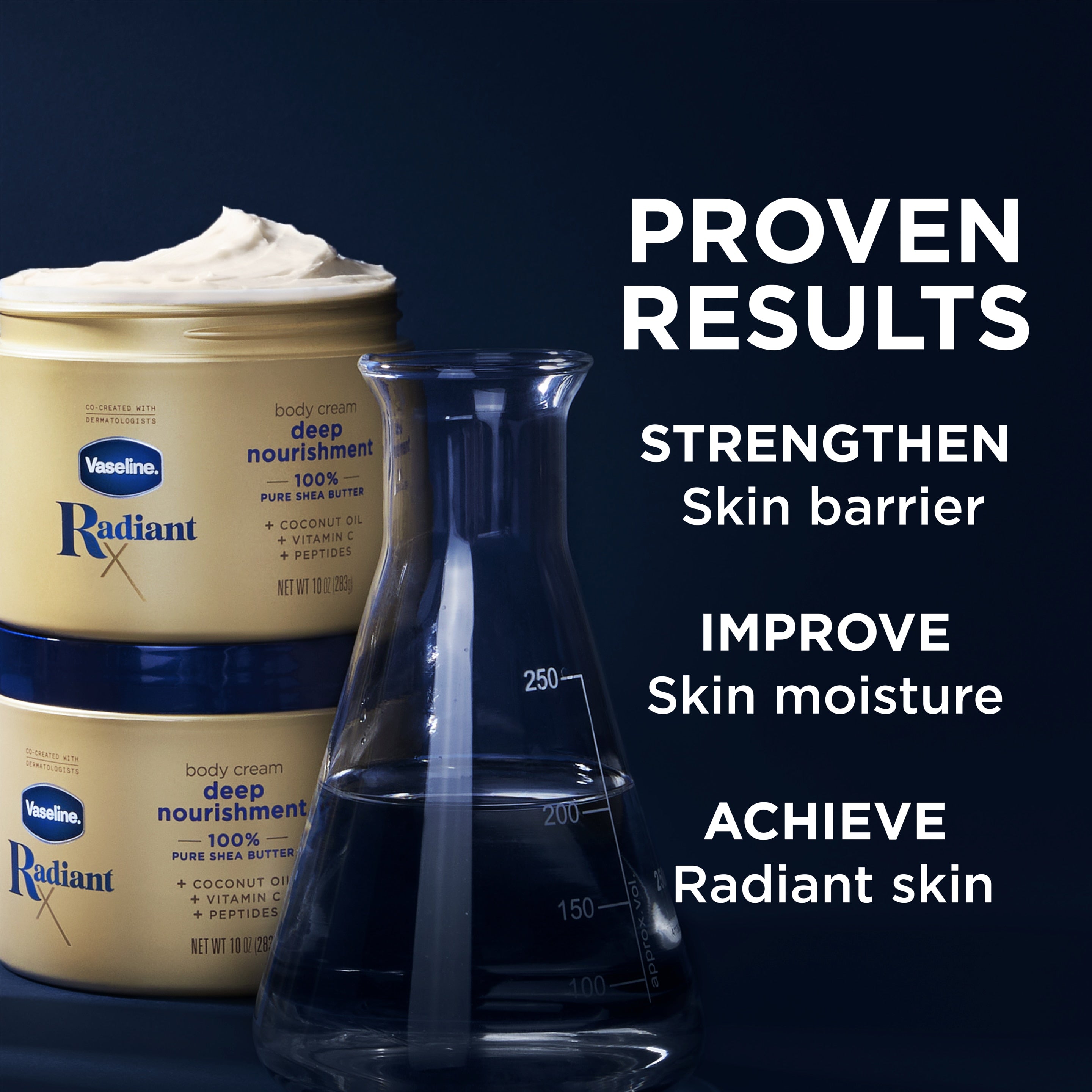 Vaseline® Radiant X Deep Nourishment Body Cream open lid