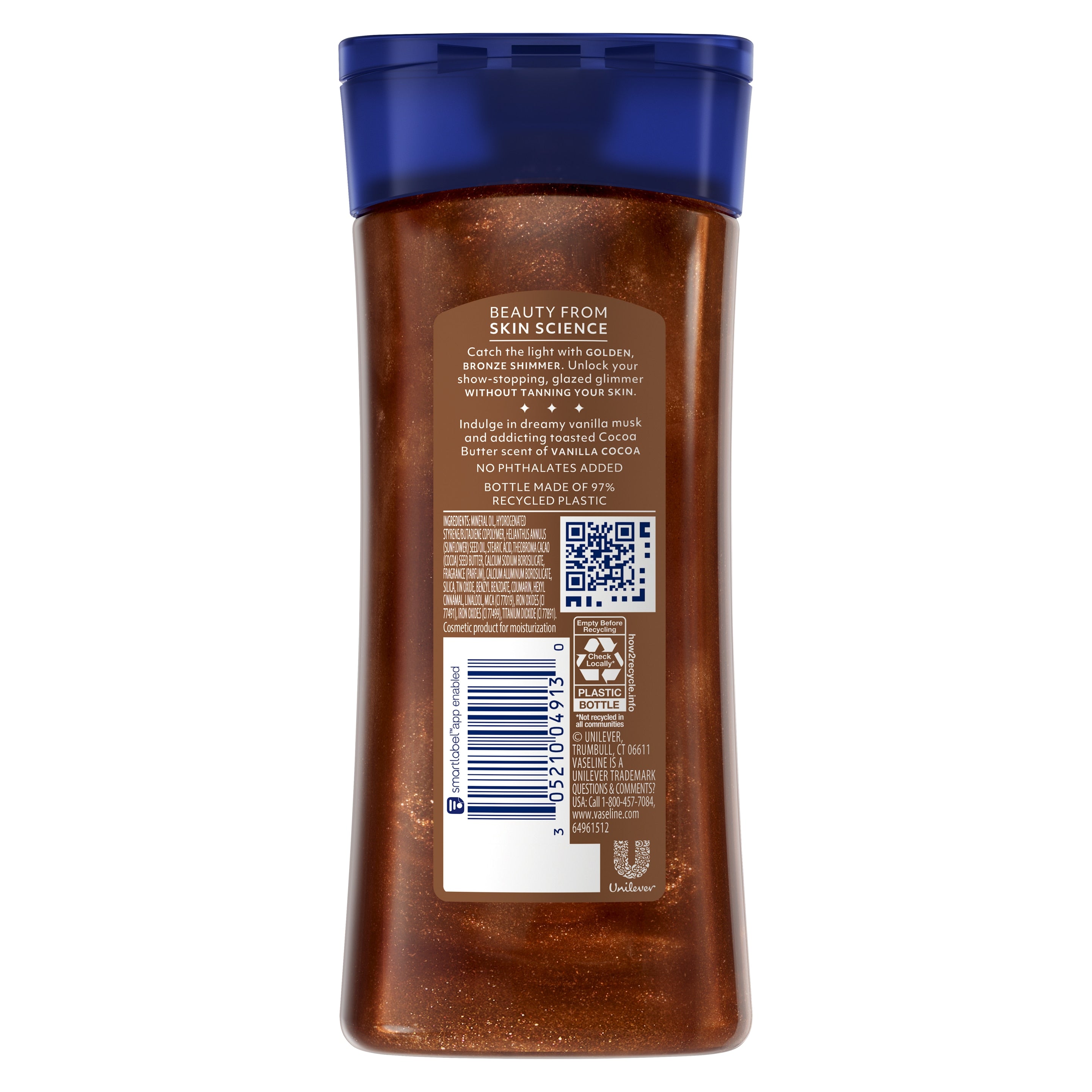 Vaseline® Golden Hour Glow Shimmer Gel Oil back of pack