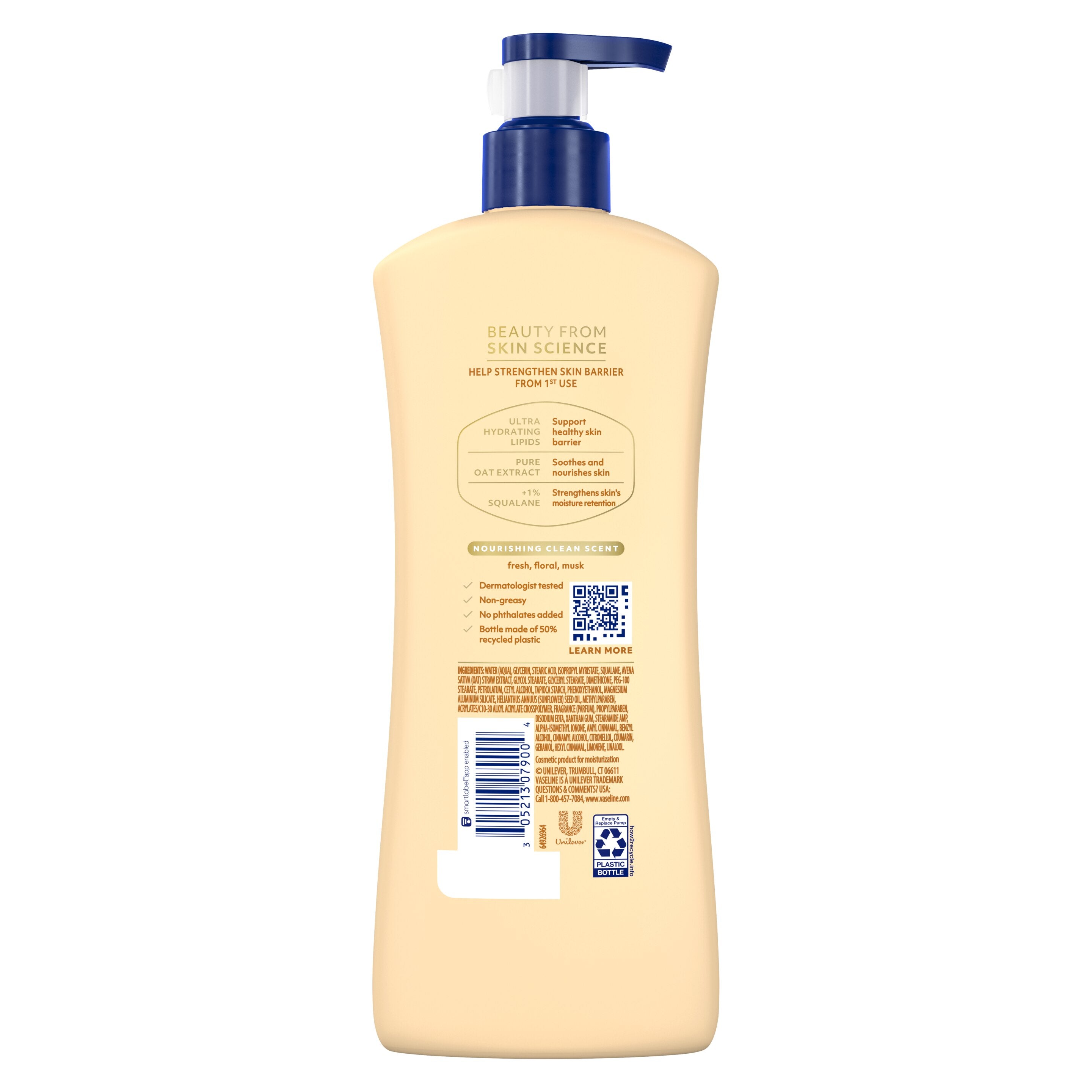 Vaseline® Intensive Care™ Nourishing Moisture Lotion back of pack