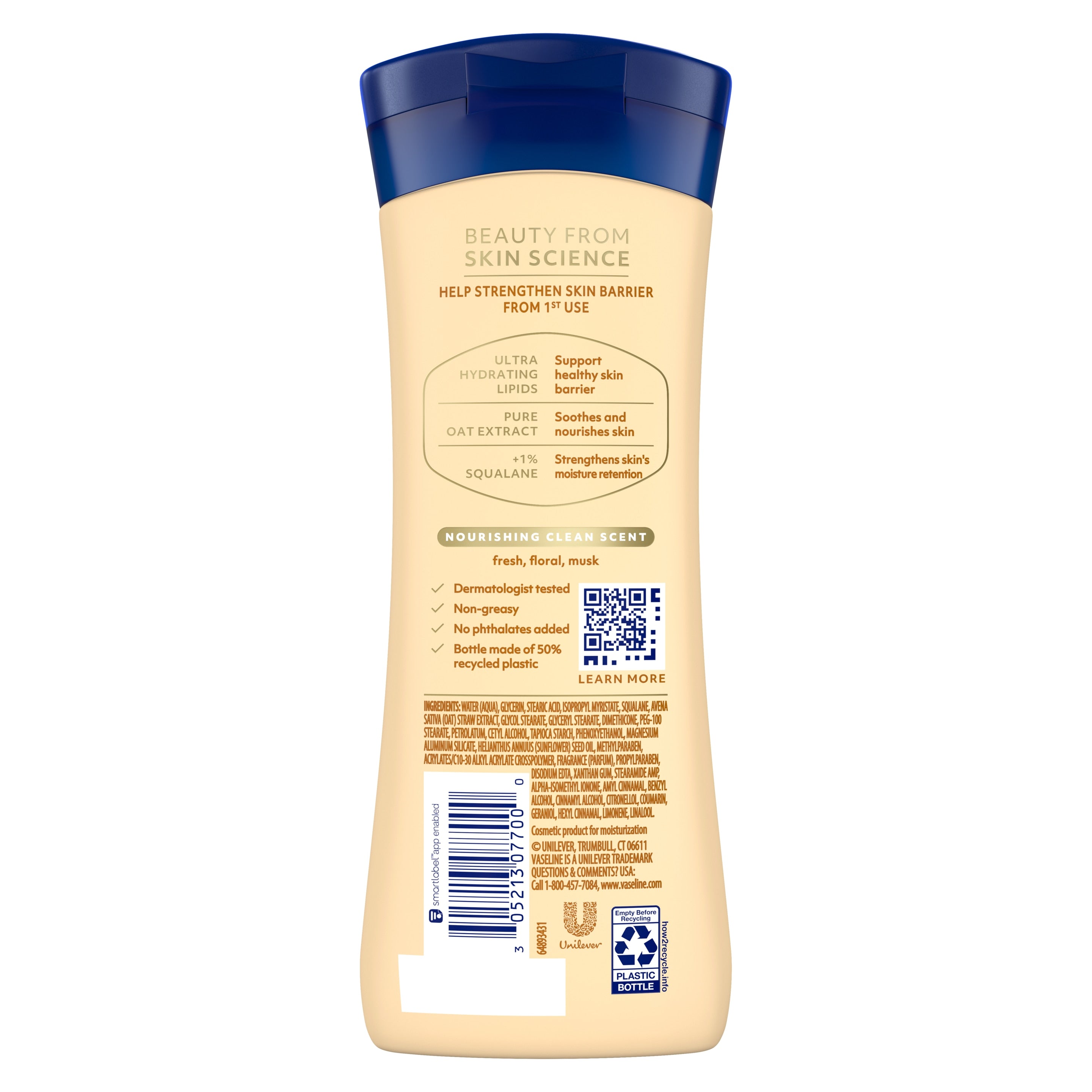 Vaseline® Intensive Care™ Nourishing Moisture Lotion back of pack