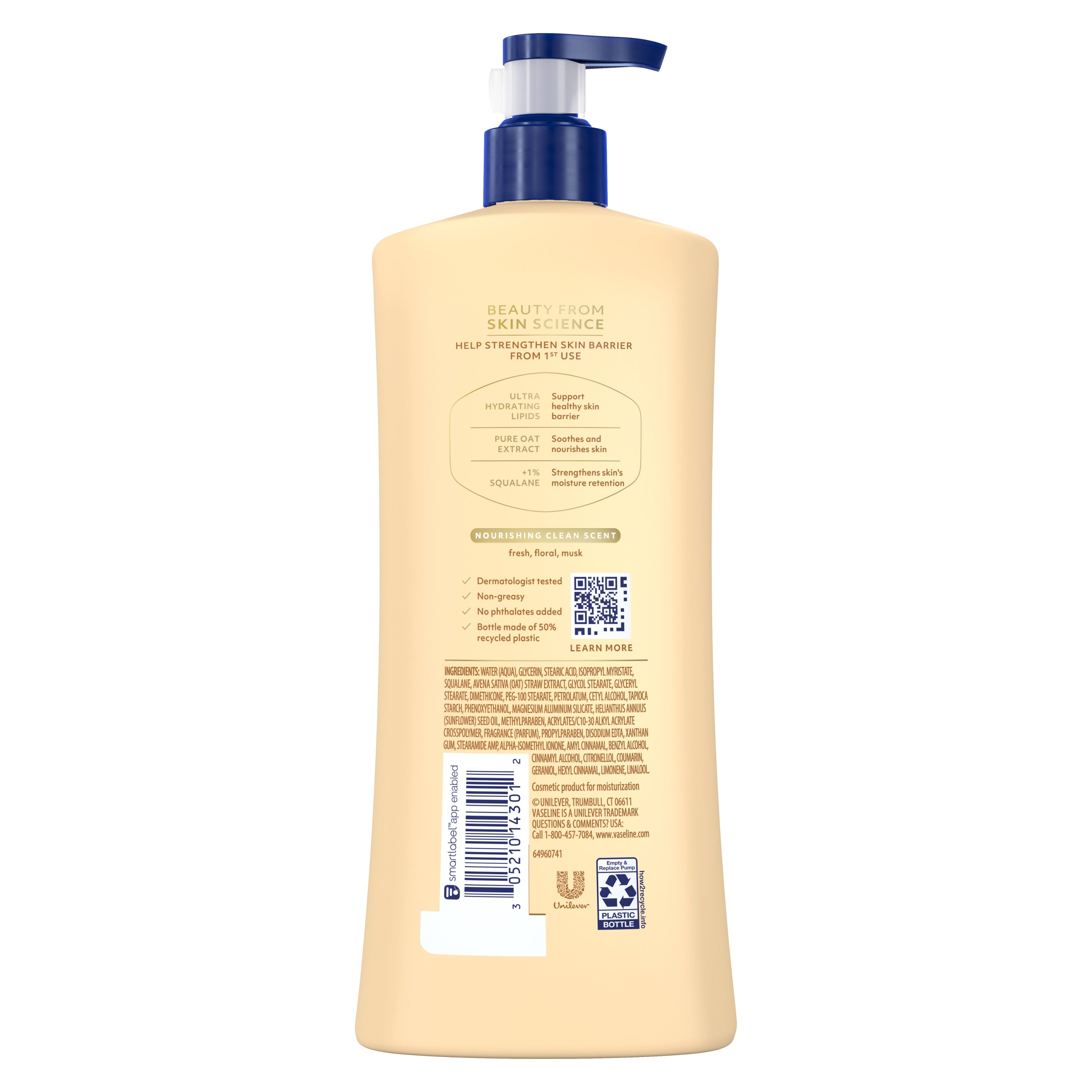 Vaseline® Intensive Care™ Nourishing Moisture Lotion back of pack