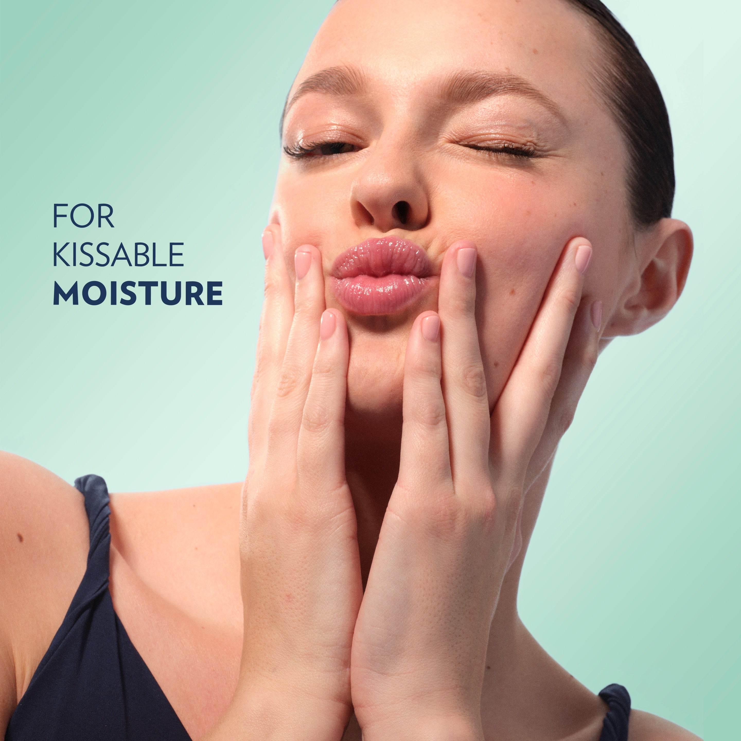 Hands are held up near the face beside text
