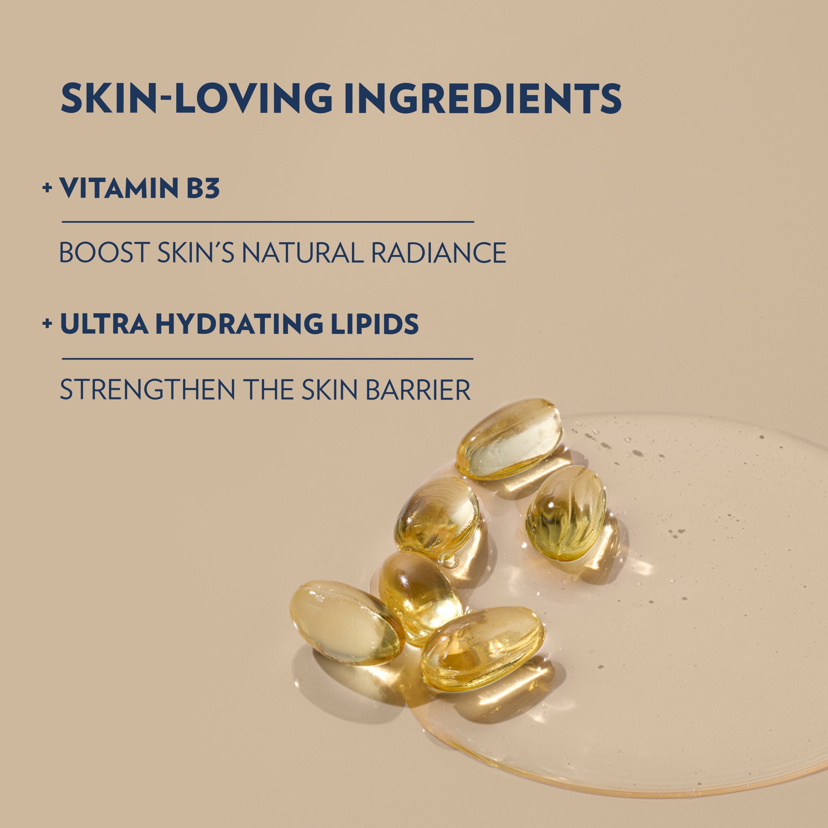 Hands hold a bottle of Vaseline Cocoa Radiant lotion next to text