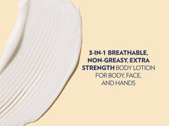 A smear of lotion appears beside text