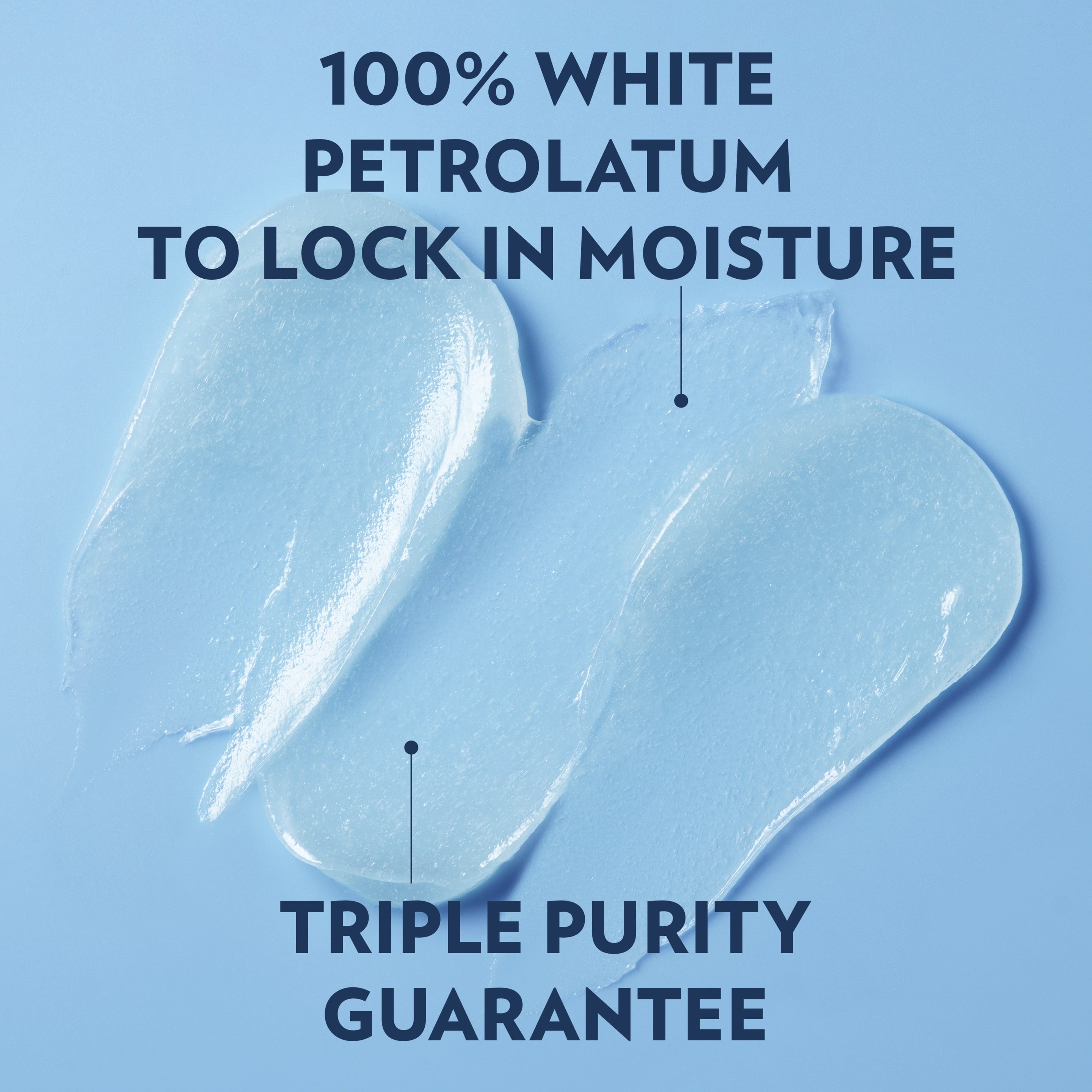 Three swipes of Vaseline jelly are shown with text
