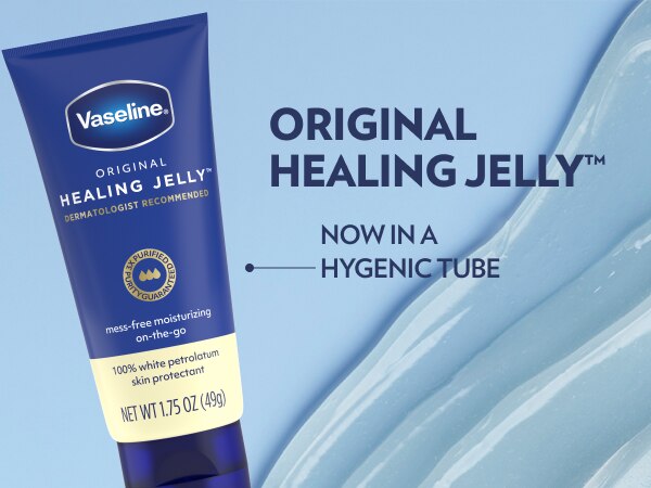 Vaseline Healing Jelly Tube is shown next to text