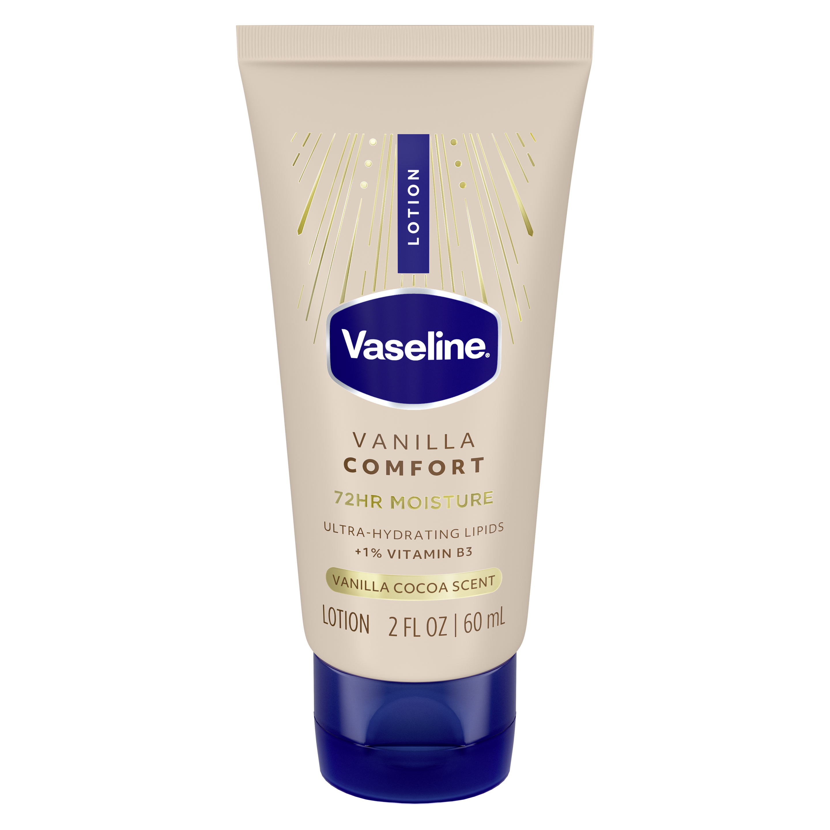 Vaseline® Vanilla Comfort Trial & Travel Lotion front of pack
