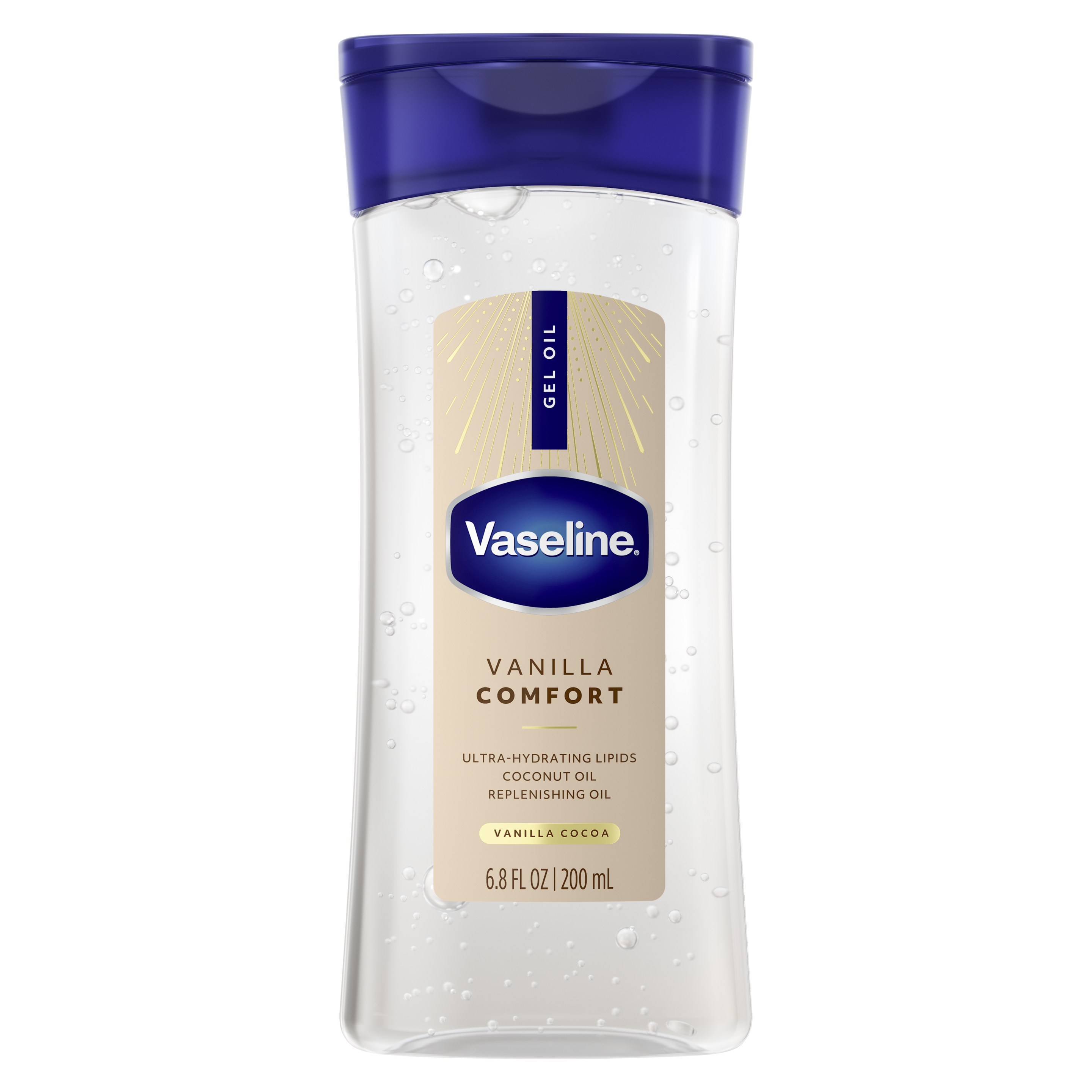 Vaseline® Vanilla Comfort Gel Oil front of pack