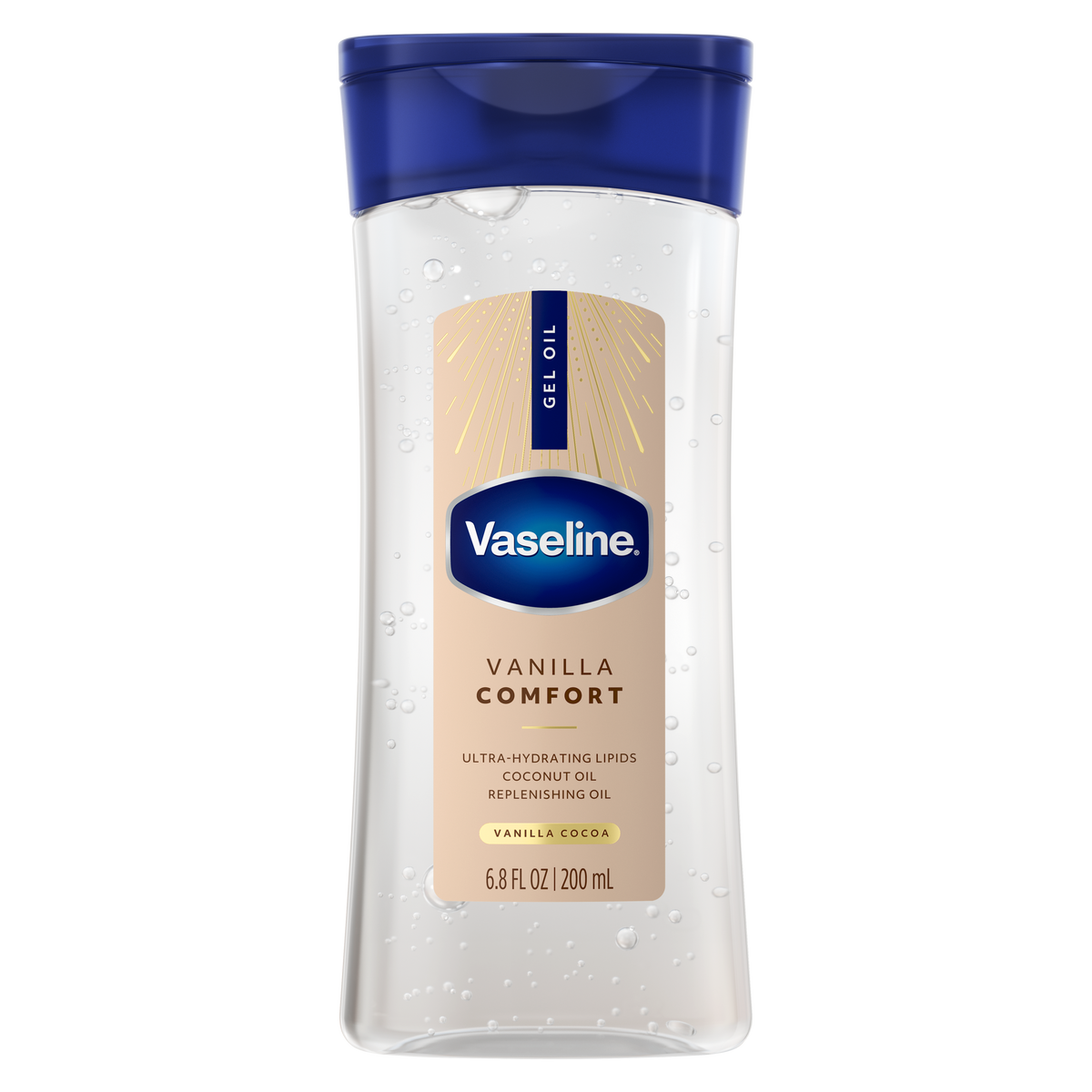Vaseline® Vanilla Comfort Gel Oil front of pack