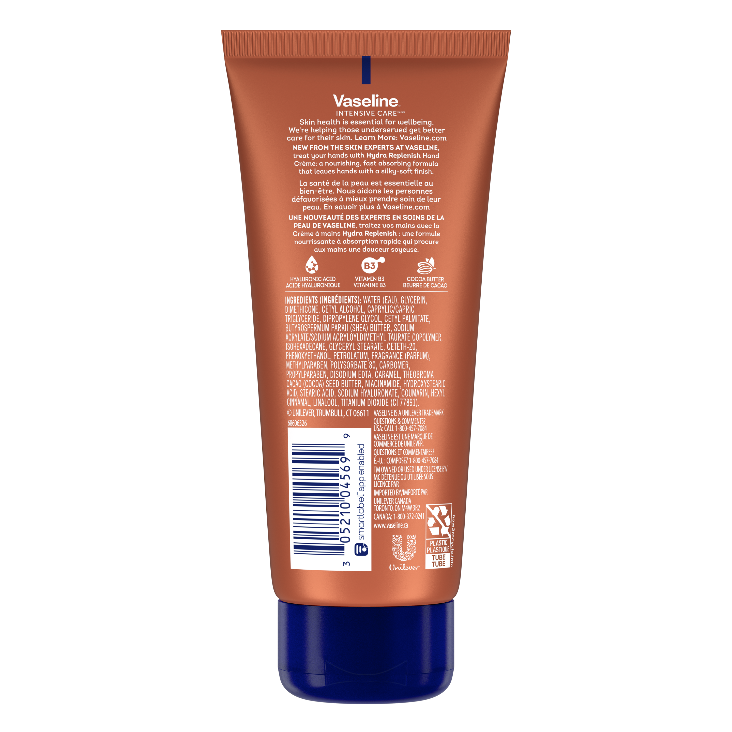 Vaseline® Intensive Care™ Hydra Replenish Hand Crème back of pack