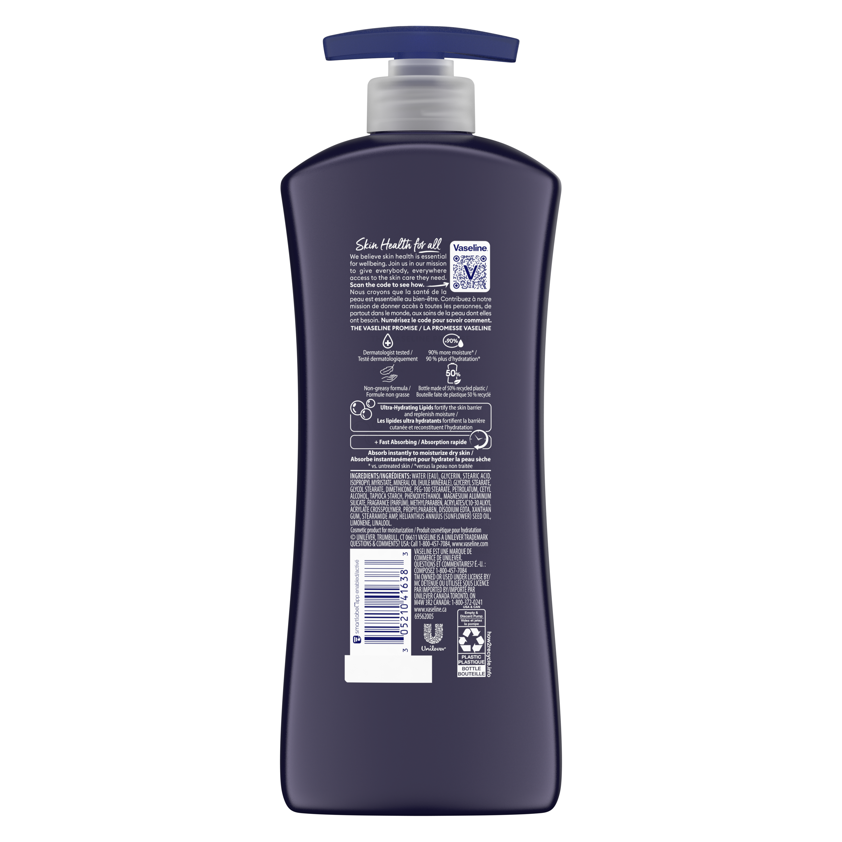 Vaseline® Men Fast Absorbing Lotion back of pack