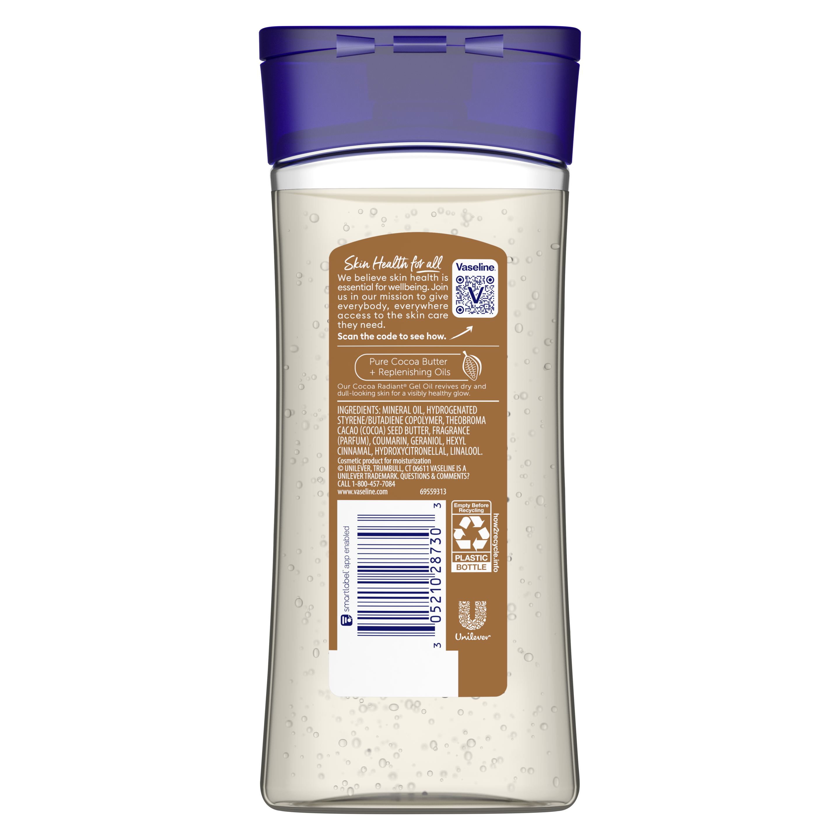 Vaseline® Intensive Care™ Cocoa Radiant Gel Oil back of pack